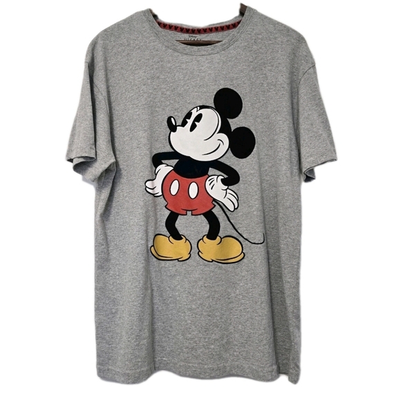 Disney Mickey Mouse Suede Graphic Short Sleeve Tee Shirt Size XLARGE GRAY BLACK - Picture 2 of 5